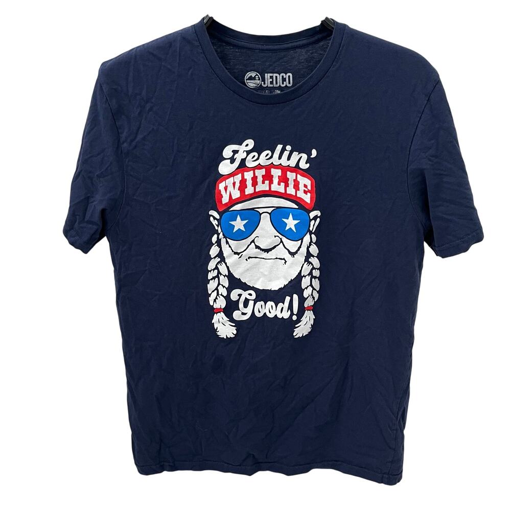 Jedco Men's MD Willie Nelson "Feelin' Willie Good" Patriotic Graphic T-shirt